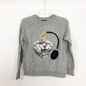 H&M Sequin Perfume Bottle Alpaca Sweater, Size XS, Gray